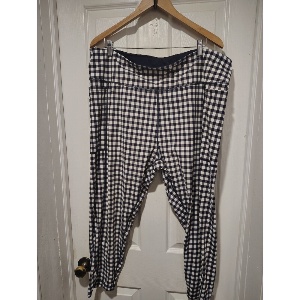 Draper James Sport Activewear Leggings Navy Check Size 3XL - Picture 2 of 5